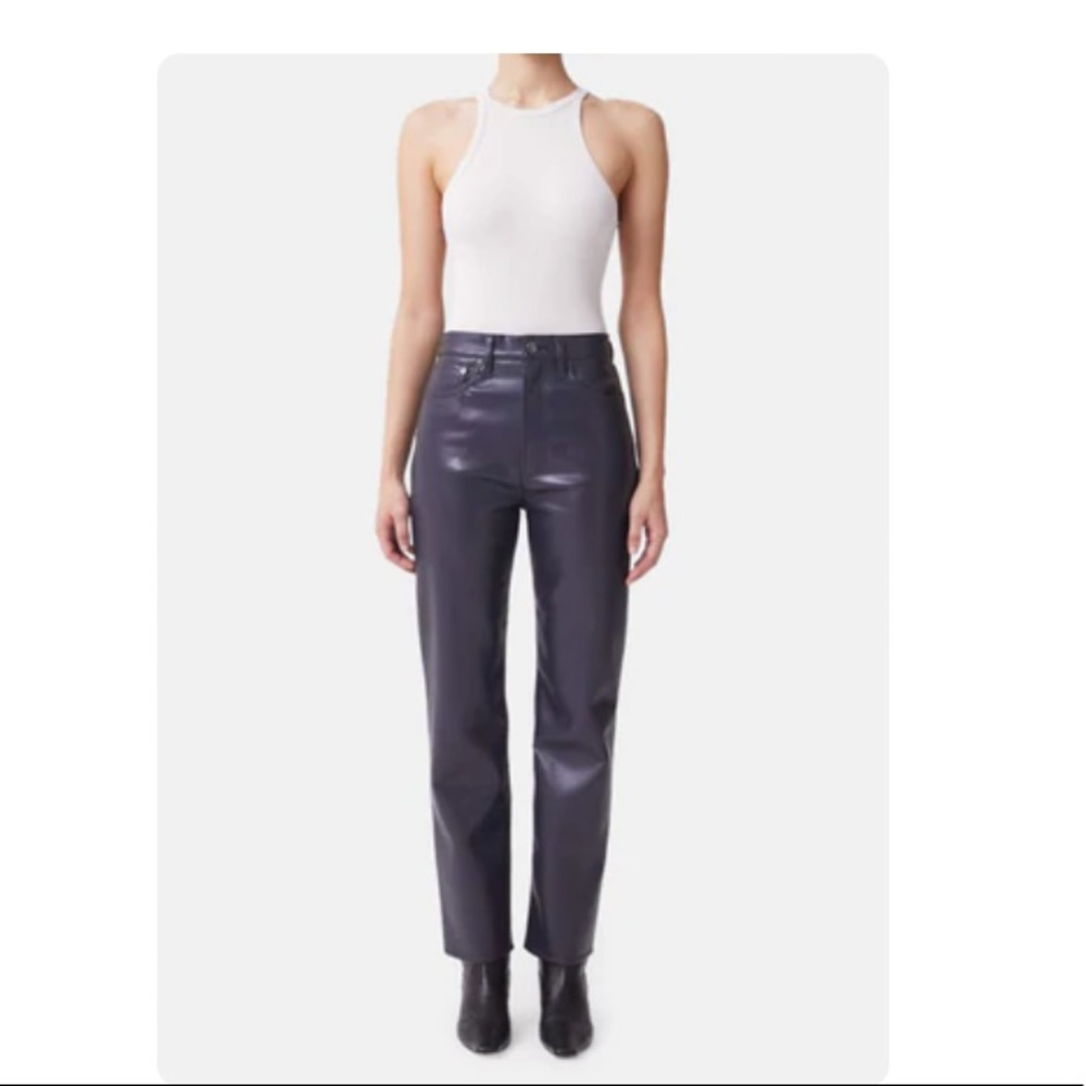 AGOLDE | 90s Leather Pinched-Waist Recycled Leather Pants Shadow Patent Size 32